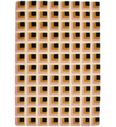 Pink, mustard, and black geometric hand-tufted wool rug