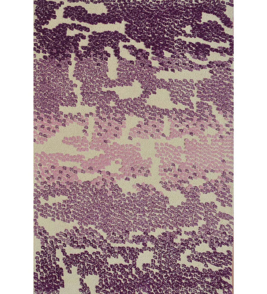 Abstract purple gradient hand-tufted wool rug with cream base