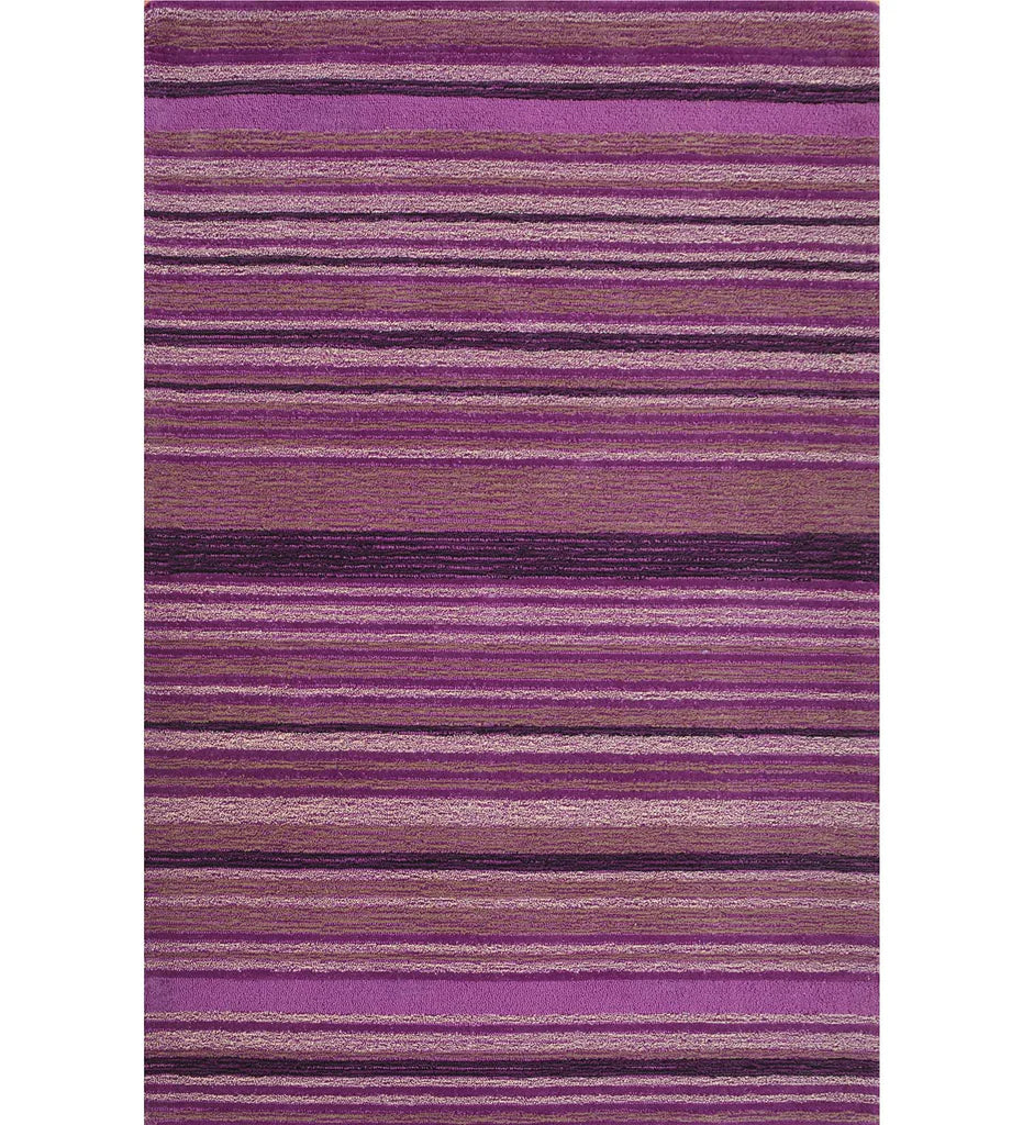 Purple striped hand-tufted wool rug with multitone linear design