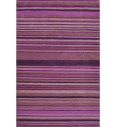 Purple striped hand-tufted wool rug with multitone linear design