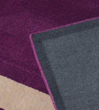 Handcrafted purple and beige rug with embossed rectangle detail