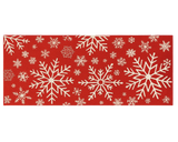 Holiday snowflake rug runner in bright red wool for festive décor.