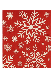 Festive hand-tufted snowflake rug runner for holiday home styling.