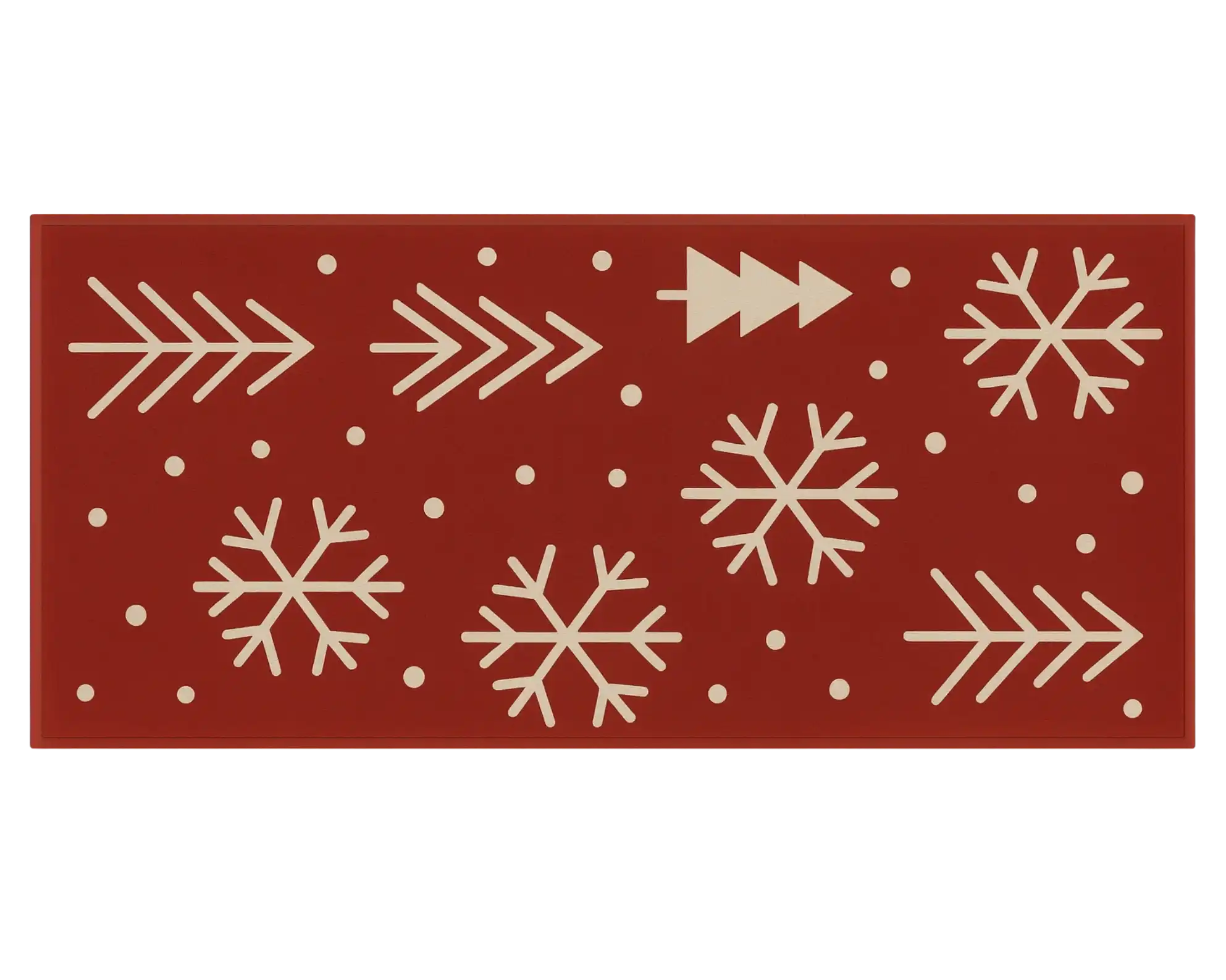 Machine washable red holiday runner rug for hallways and kitchens.