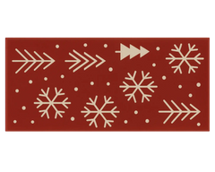 Machine washable red holiday runner rug for hallways and kitchens.