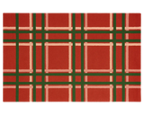 Premium wool holiday rug featuring festive plaid design.