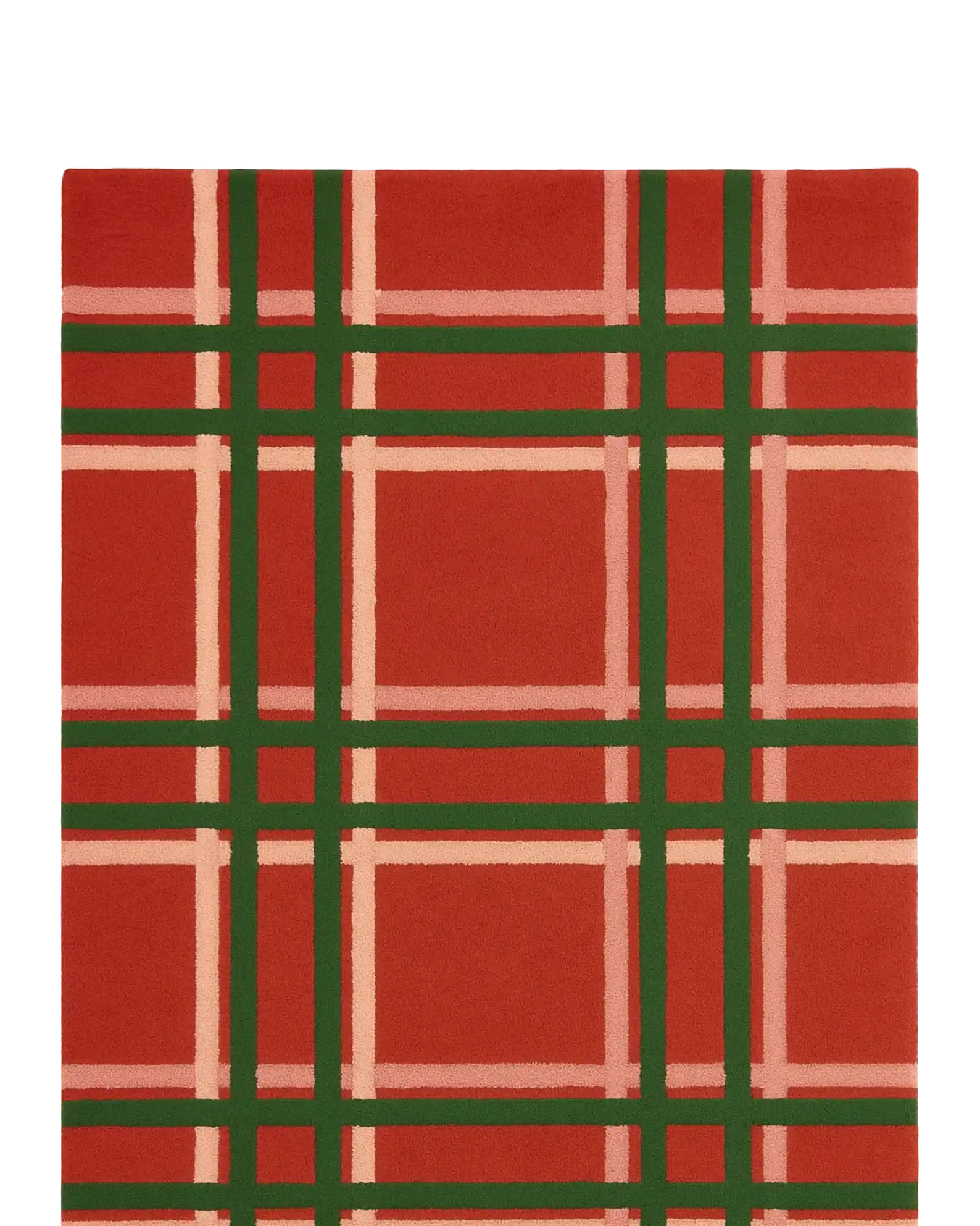 Traditional tartan-pattern Christmas rug in hand-tufted wool.