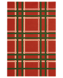 Hand-tufted plaid Christmas rug with red and green tartan pattern.