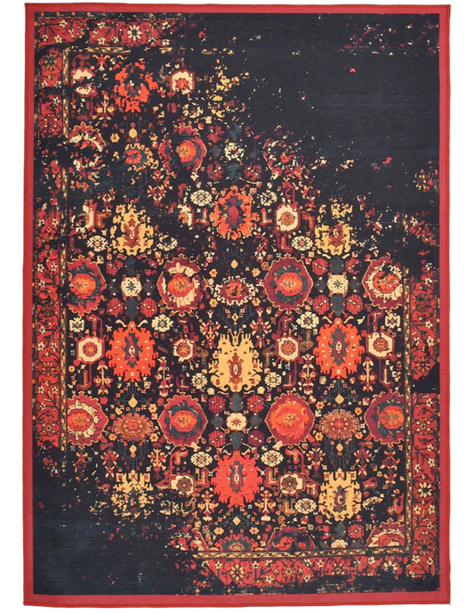 Red Vintage Rug with distressed antique-style design.