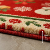 Red christmas reindeer wool rug