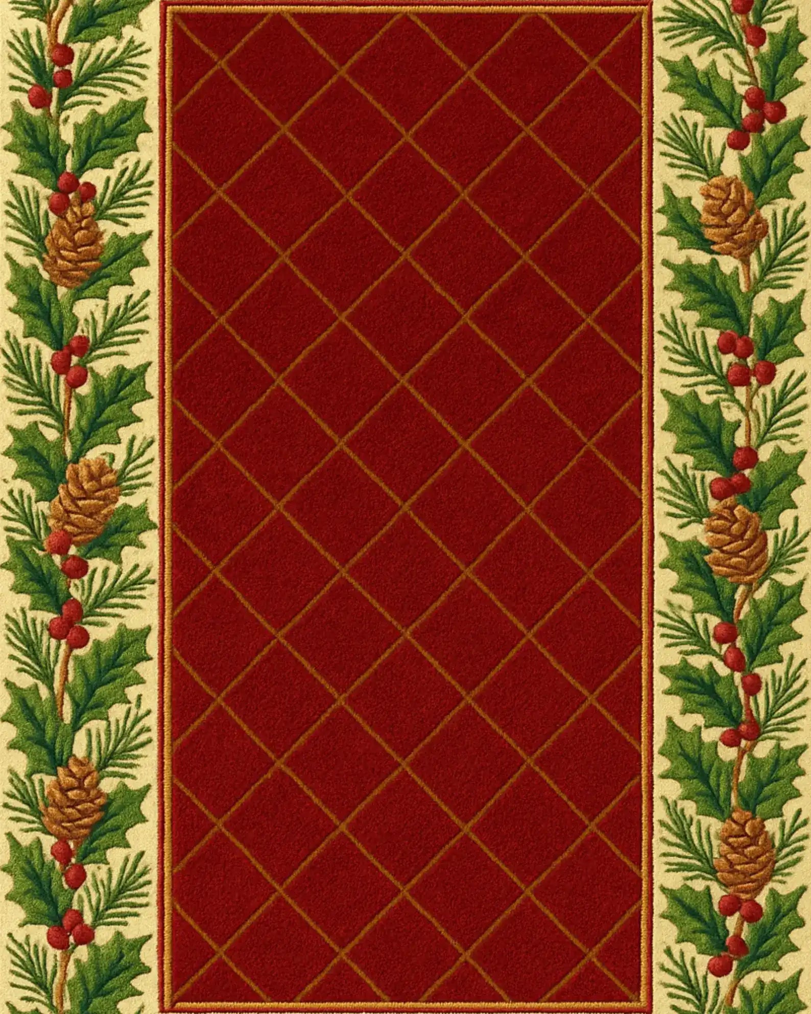 Traditional tartan Christmas area rug in red and green.