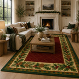 Red & Green Christmas Tartan Area Rug - Hand Tufted