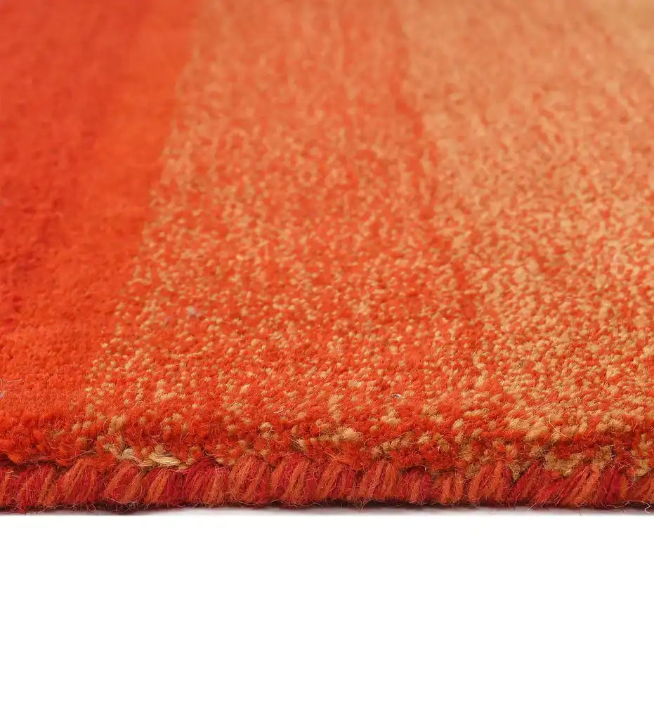 Contemporary wool rug with vibrant red-to-orange gradient