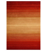 Red and orange gradient hand-tufted wool rug with ombre design