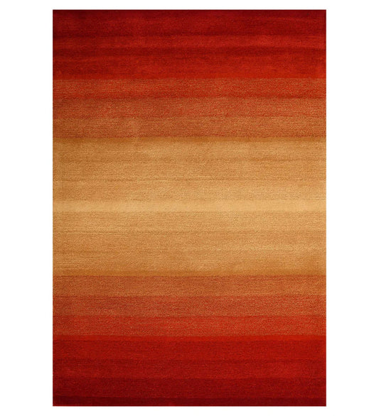 Red and orange gradient hand-tufted wool rug with ombre design