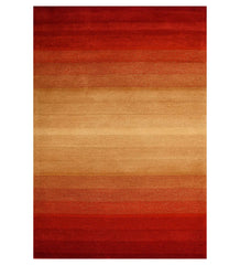 Red and orange gradient hand-tufted wool rug with ombre design