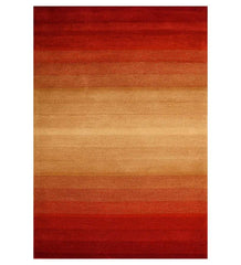 Red and orange gradient hand-tufted wool rug with ombre design