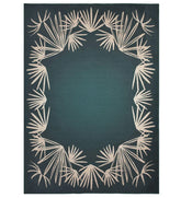 Rich teal area rug with deep jewel tones.