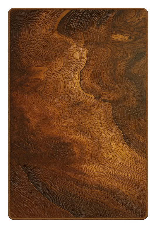 Woodgrain texture rug in warm brown tones, machine washable.