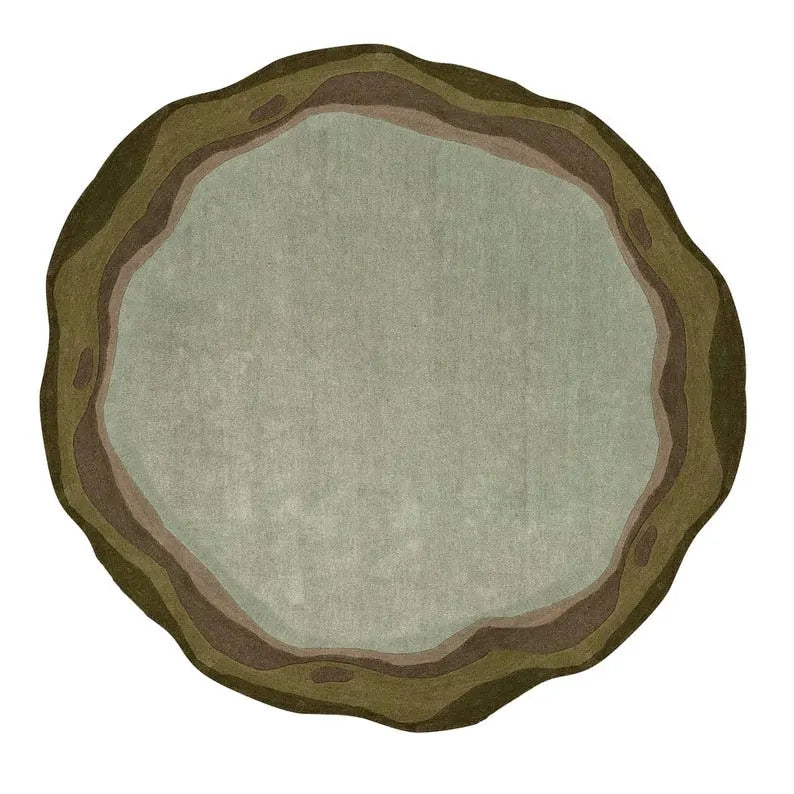 Sage Green & Earthy Tone Round Rug Hand Tufted