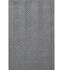 Slate grey hand-tufted wool rug with chevron textured pattern