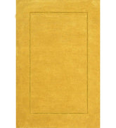 Solid golden yellow hand-tufted wool rug with embossed border
