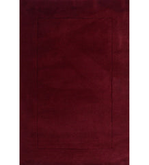 Solid maroon hand-tufted wool rug with minimalist rectangle design