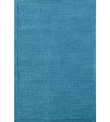 Teal textured hand-tufted wool rug with subtle geometric design