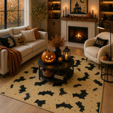 Spooky night flying bats rug