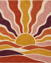 Sunset Waves Wool Area Rug - Hand Tufted