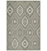 Taupe and ivory hexagon boho rug for modern interiors.