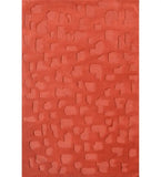 Terracotta orange embossed hand-tufted wool rug with abstract design