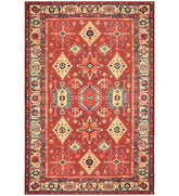 Terracotta Red Traditional Rug with ornate vintage patterns.