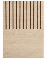 Terracotta and cream geometric wool area rug with vertical lines for a living room, 8x10 size