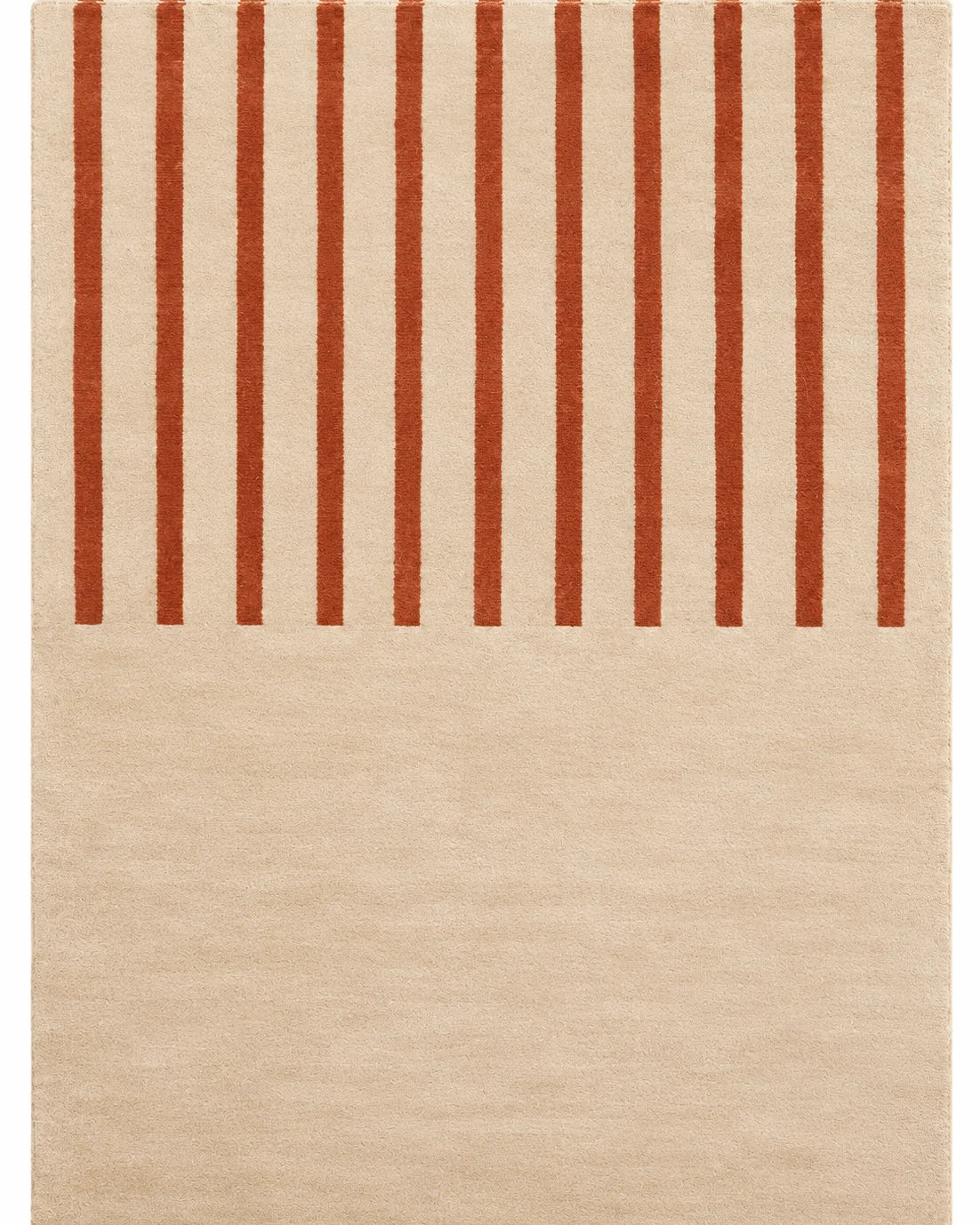 Terracotta and beige 8x10 rectangular area rug for living room with modern rust stripes