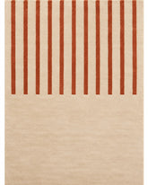 Terracotta and beige 8x10 rectangular area rug for living room with modern rust stripes