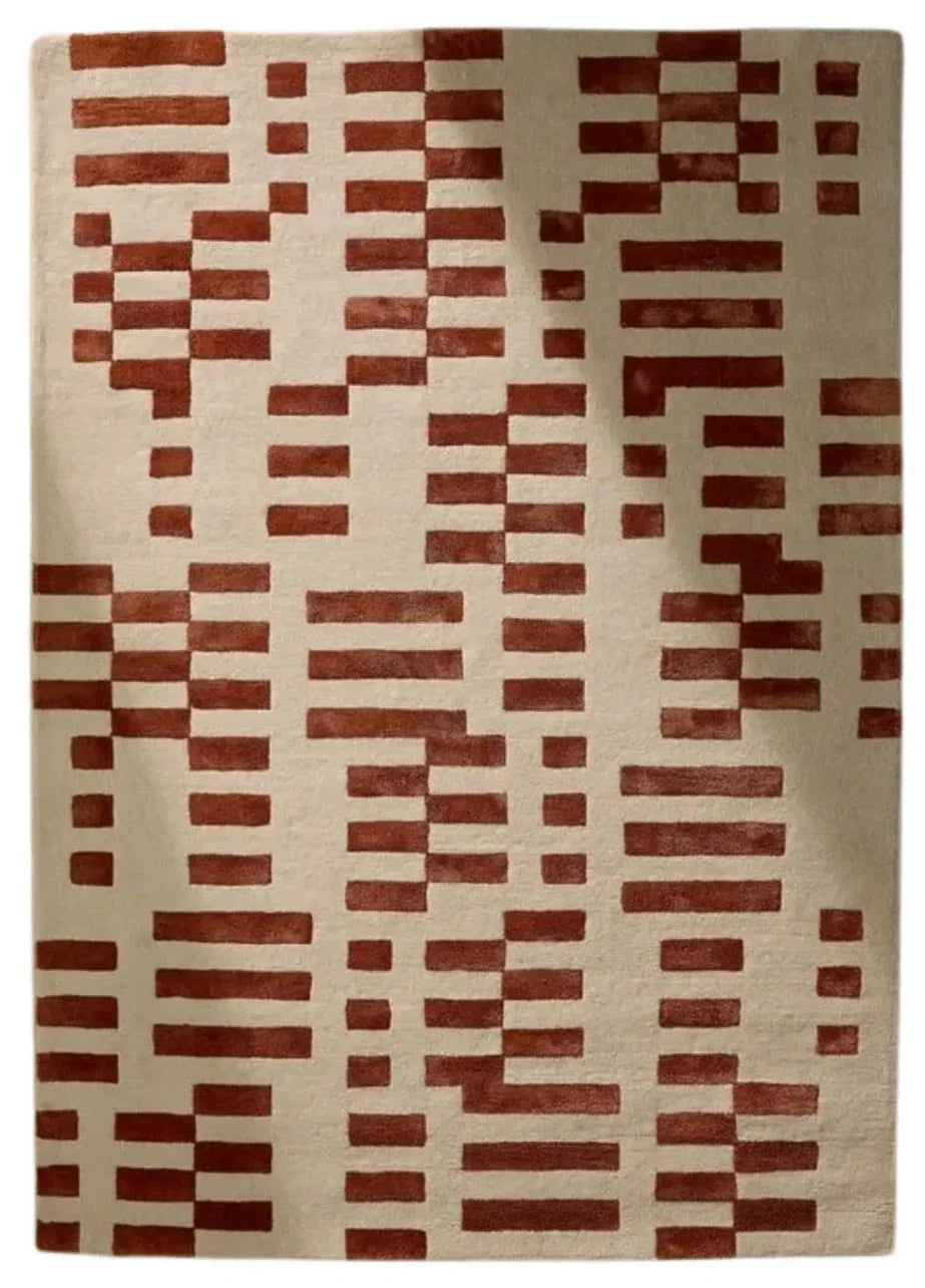 Terracotta Modern Geometric Pattern Hand Tufted Rug