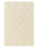 Textured cream hand-tufted wool rug with raised diamond carving.