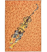 Tiger print floral machine washable rug.