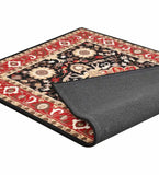 Hand-tufted traditional rug with bold red floral border