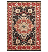 Traditional red and black medallion hand-tufted wool rug