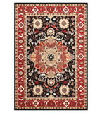 Traditional red and black medallion hand-tufted wool rug