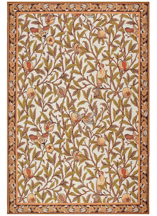 Warm Botanical Rug with earthy floral and leaf patterns.