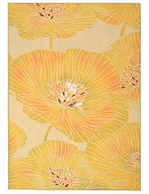 Yellow modern floral machine washable rug.