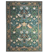 Botanical Bird Dark Green Area Rug – Machine Washable