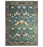 Botanical Bird Dark Green Area Rug – Machine Washable