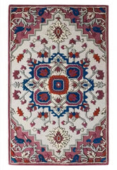 Decorative rug with intricate pattern on a white background