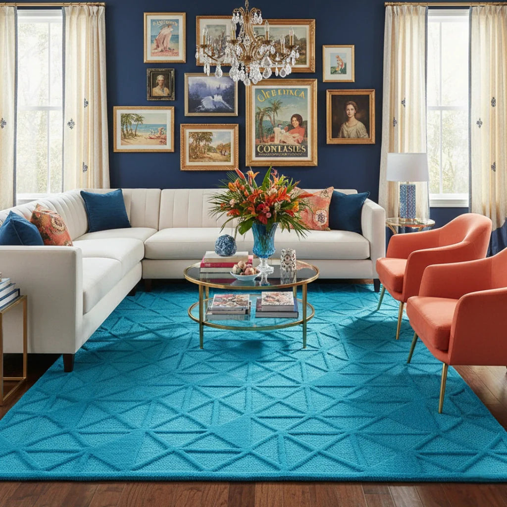 Blue Geometric Rugs – Mannat Rugs