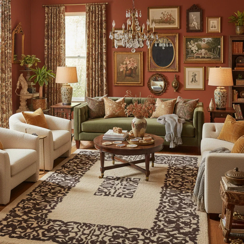 Brown Traditional Rugs | Hand Tufted Wool for Living Room & Bedroom ...
