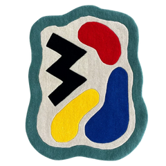 AbstractColorBlockWavyBorderRug